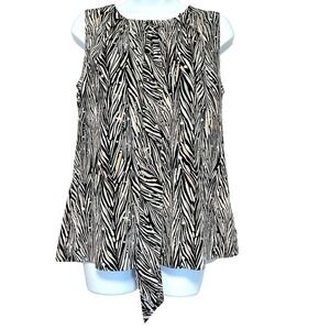 Tommy Hilfiger Career Top Womens M‎ Animal Print Sleeveless Neck Tie Blouse